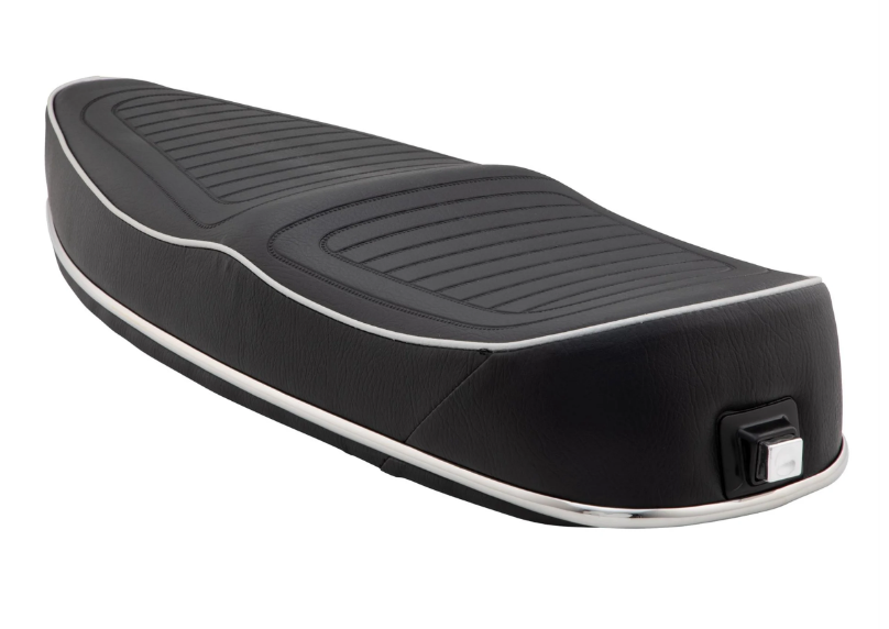 Asiento deportivo "Sport" para Vespa PX 80-200ccm, acolchado negro, ribete plateado