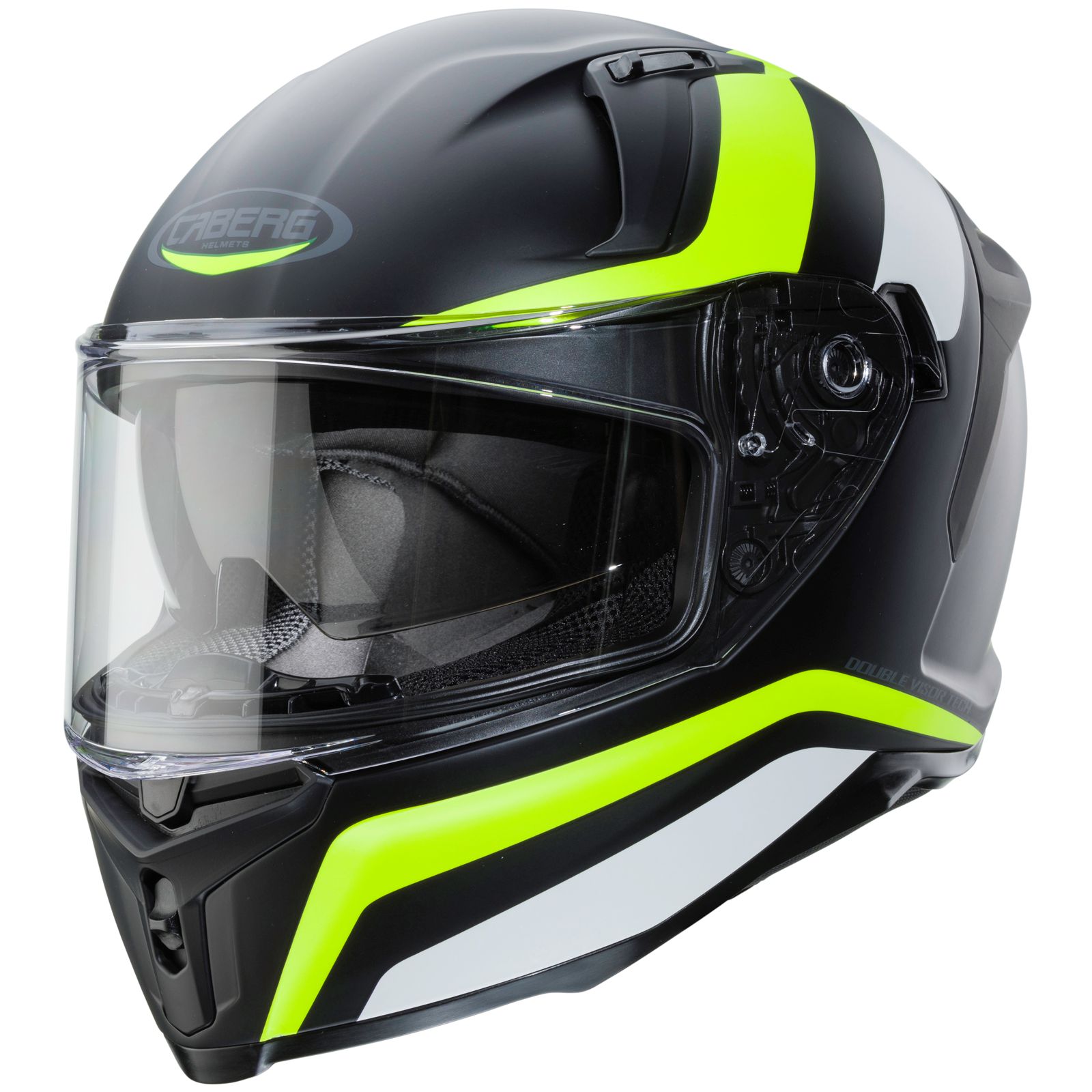 Casco Caberg Avalon Blast, negro mate/blanco-amarillo fluorescente