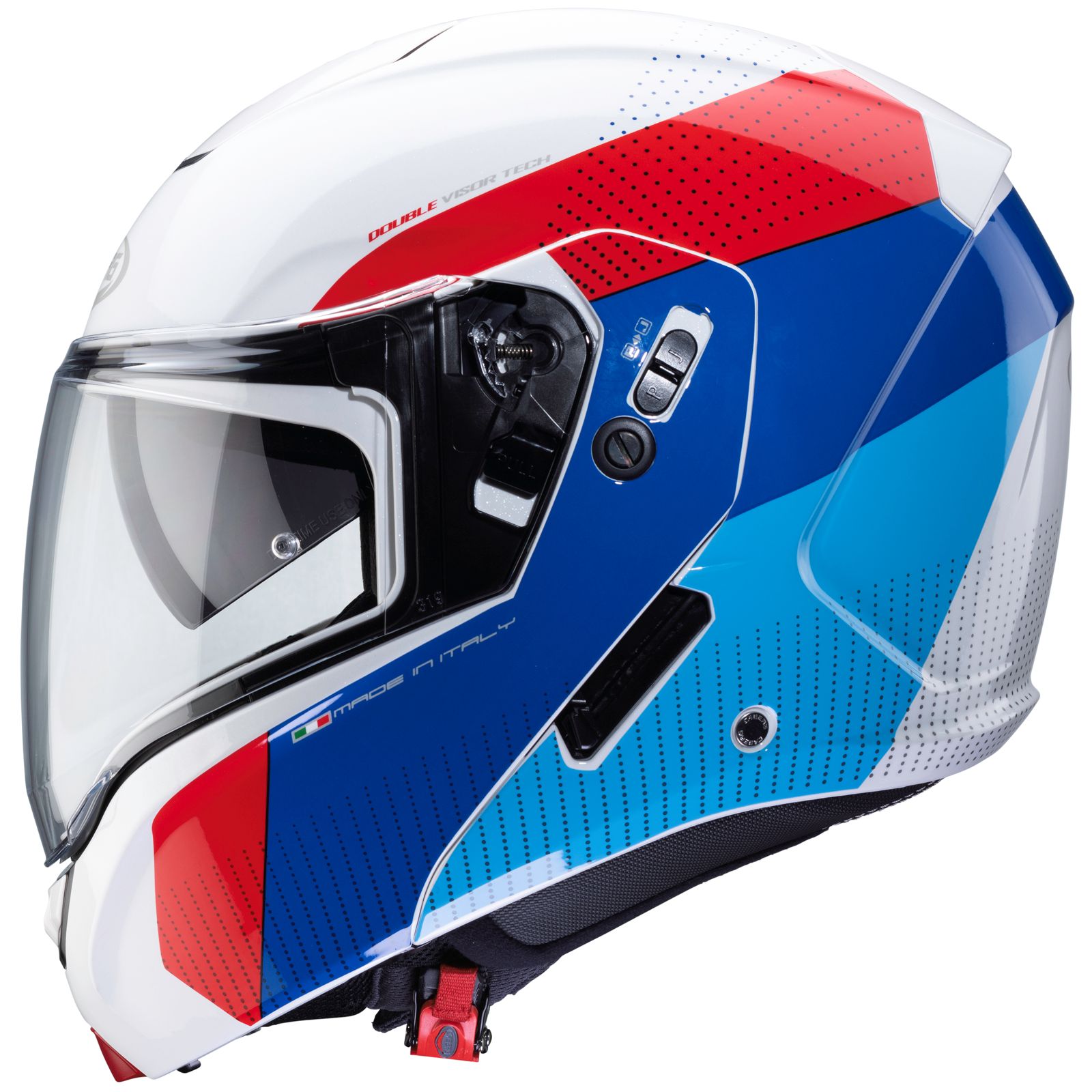 Casco Caberg Horus Scout, blanco metálico/azul rojizo