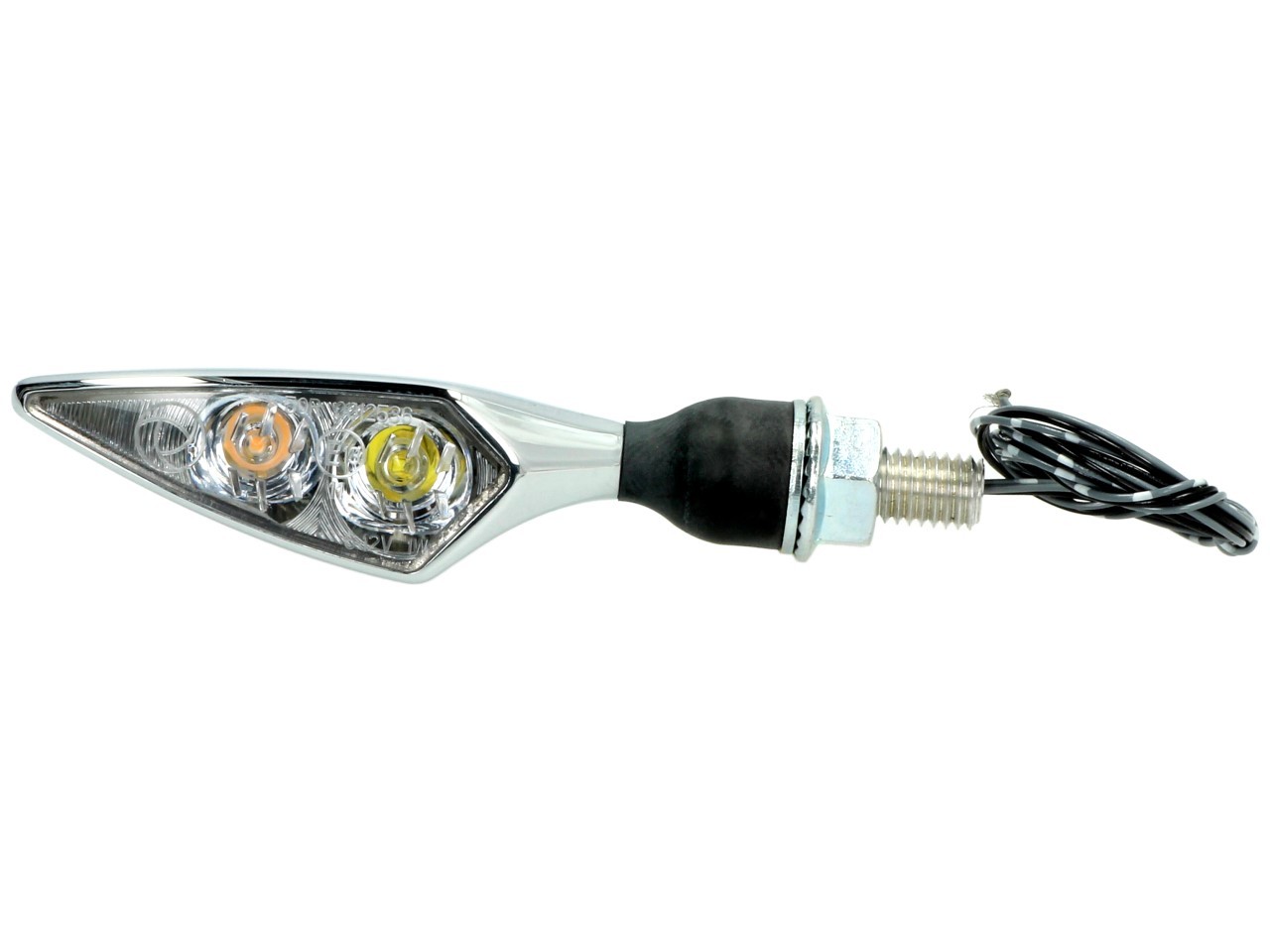 Indicador Kellermann con luz de posición, Rhombus PL, acero, LED, VR, 12 V, cromo brillante, M8x20