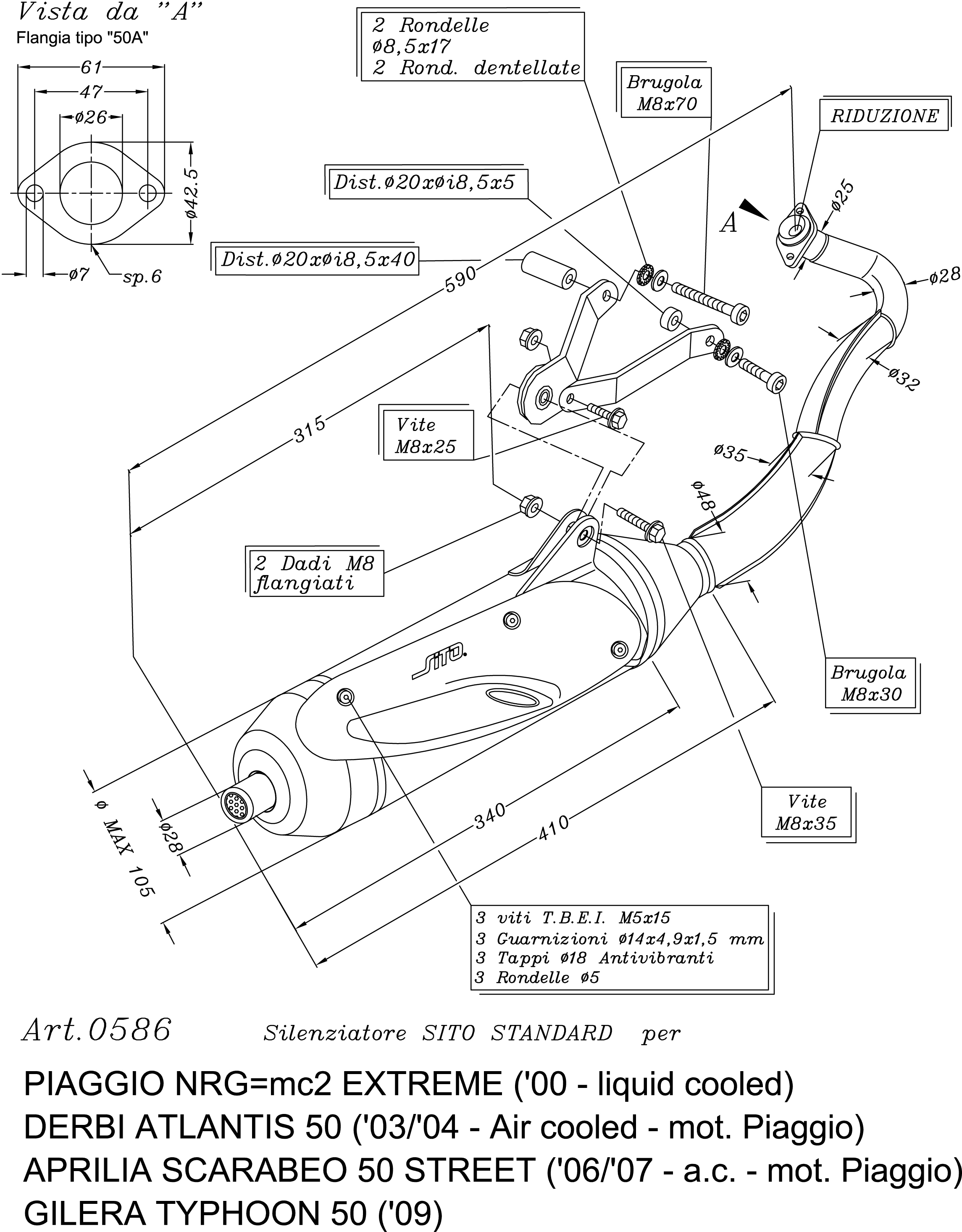 Sito / LeoVince sistema de escape Sito Standard, Full System para NRG / Typhoon
