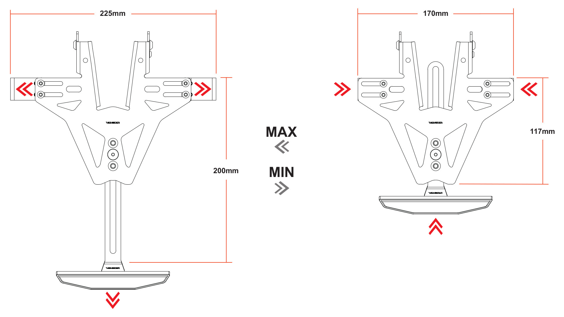 Soporte de matrícula corto incl. iluminación de matrícula para Aprilia RS 660 20- / Tuono 660 21-
