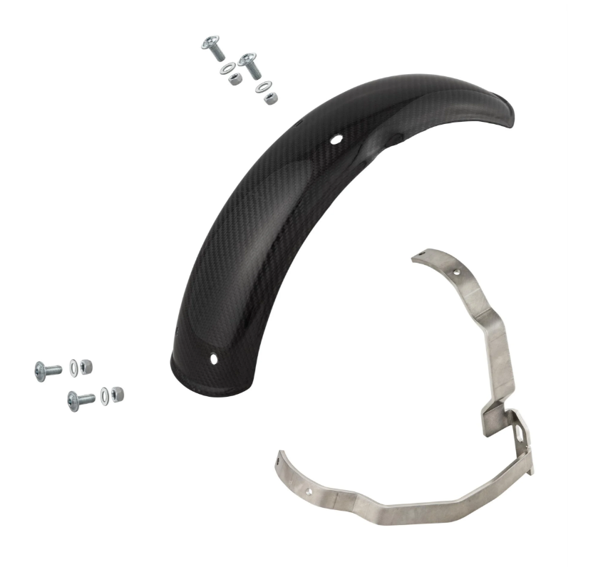 Guardabarros 2.0 Garelli EVO II para Vespa PX 80-200ccm, carbono transparente, soporte de acero inoxidable