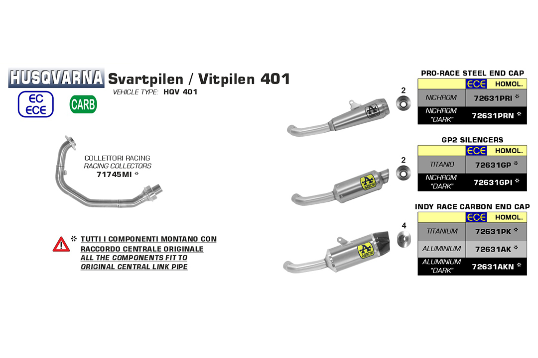 ARROW Auspuff DARK INDY RACE für Husqvarna Svartpilen 401 / Vitpilen 401 2020-, Aluminium schwarz