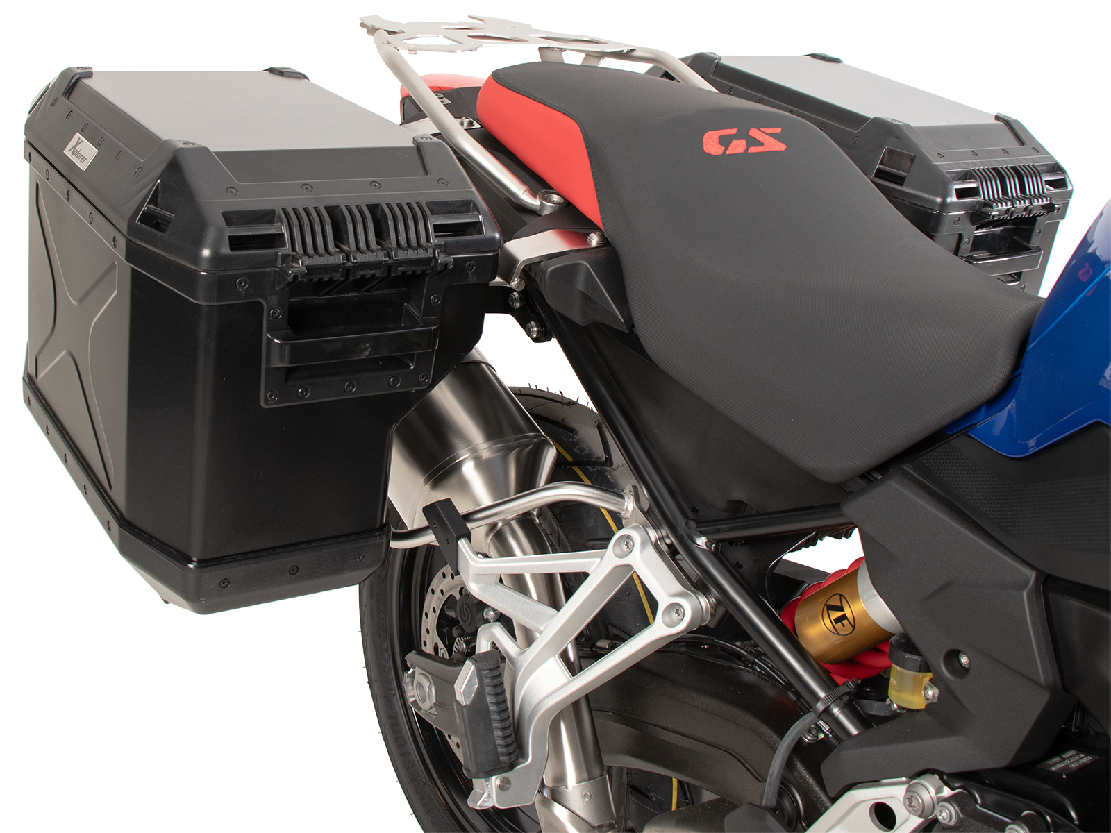 Juego portamaletas Cutout de acero inoxidable incl. juego portamaletas Xplorer Cutout negro para BMW F 800 GS (24-)