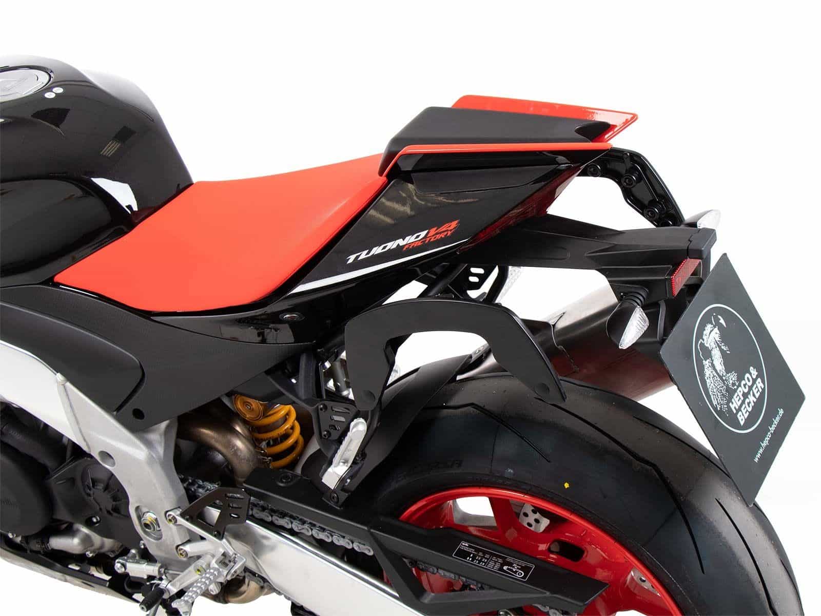 Soporte lateral C-Bow negro para Aprilia Tuono V4 Factory /RSV 4 /RSV 4 Factory (21-24) Hepco Becker