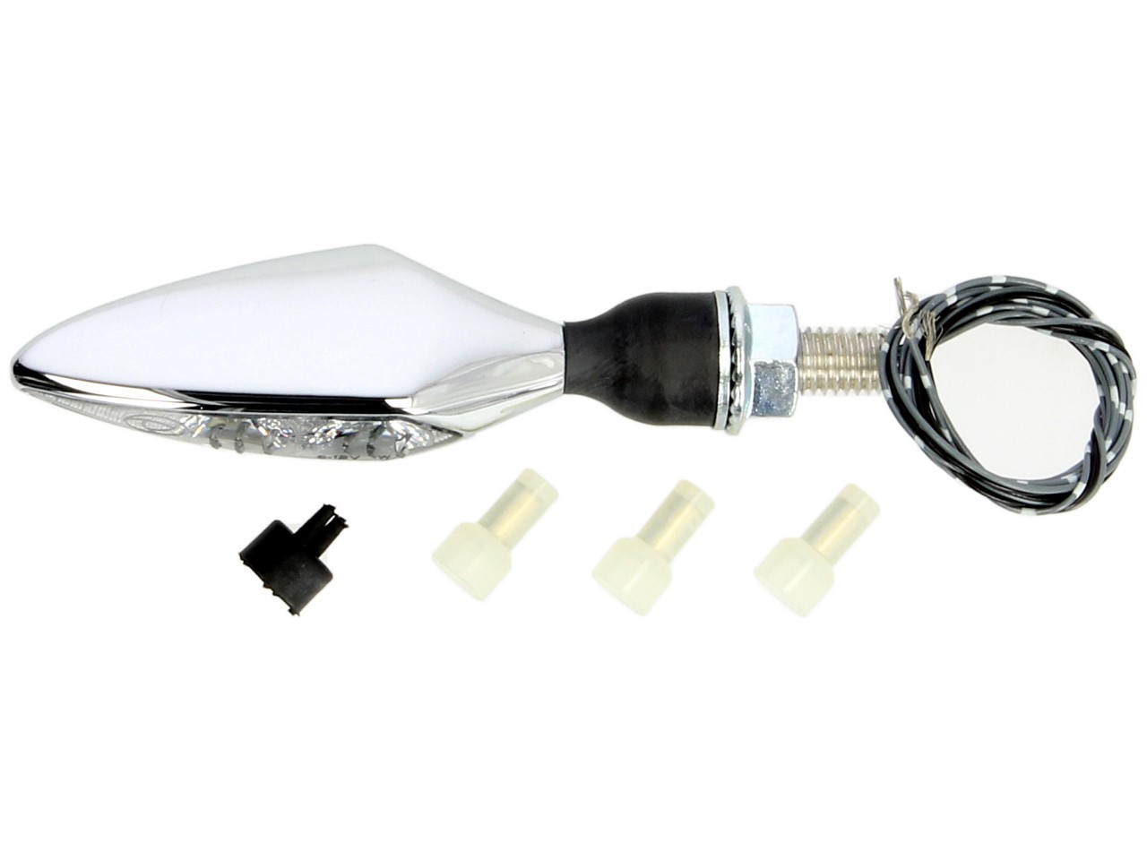 Indicador Kellermann con luz de posición, Rhombus PL, acero, LED, VR, 12 V, cromo brillante, M8x20