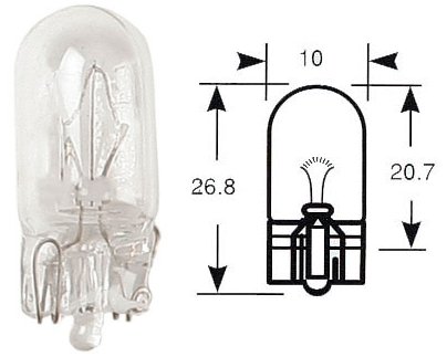 Bombilla anular, lámpara incandescente, 12 V, 5 W, W2,1x9,5d