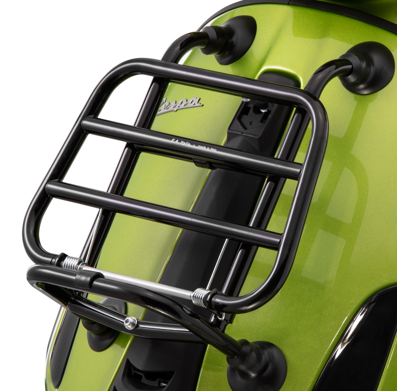 Portaequipajes delantero para Vespa Primavera /Sprint /Elettrica 50-150ccm, plegable, negro brillante