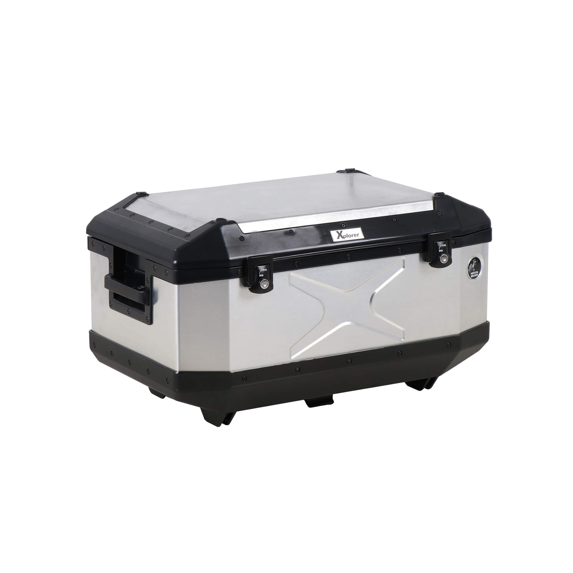 Maletín superior de aluminio Xplorer 60 litros aluminio plata Hepco & Becker