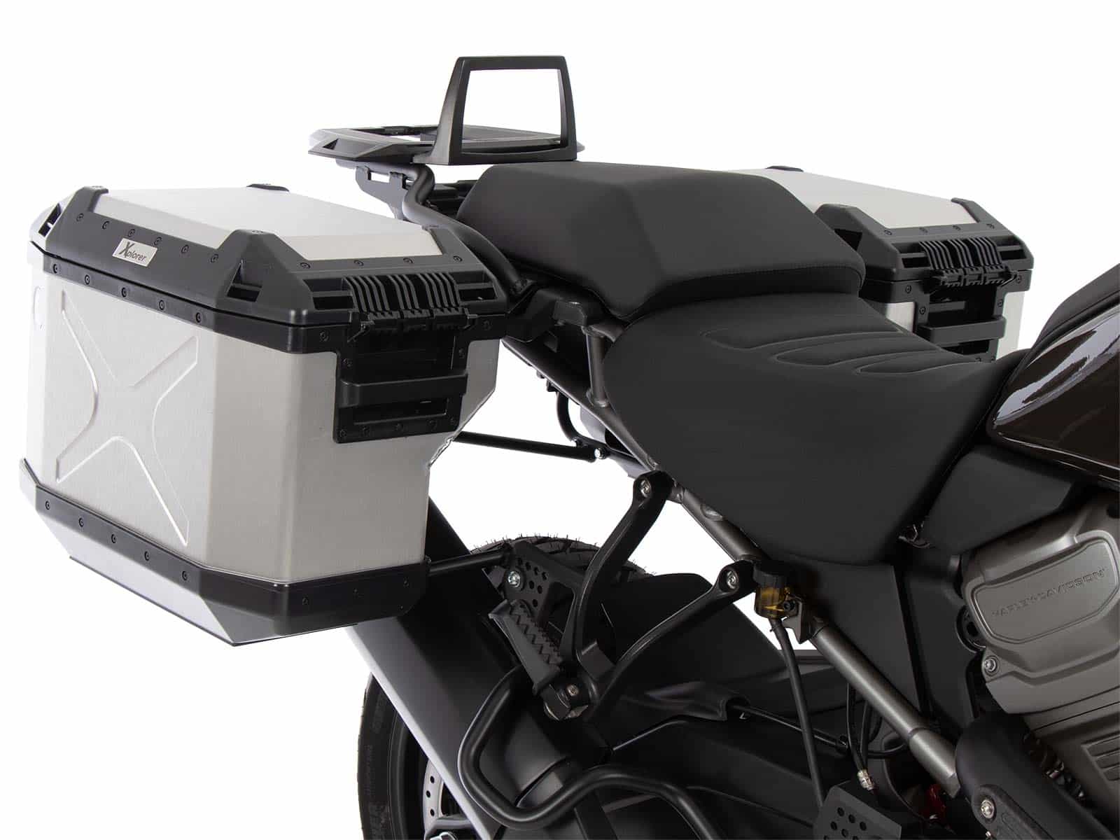 Juego portamaletas Cutout incl. juego portamaletas Xplorer Cutout plateado para Harley Davidson Pan America (21-)