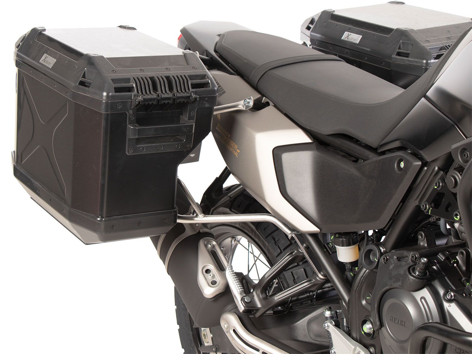 Juego portamaletas Cutout acero inoxidable incl. juego portamaletas Xplorer Cutout plata para Yamaha Ténéré 700 (25-)