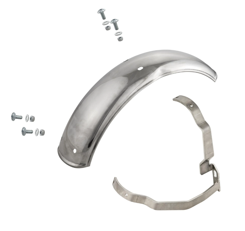 Guardabarros 2.0 Garelli para Vespa PX 80-200ccm, acero inoxidable pulido, soporte acero inoxidable