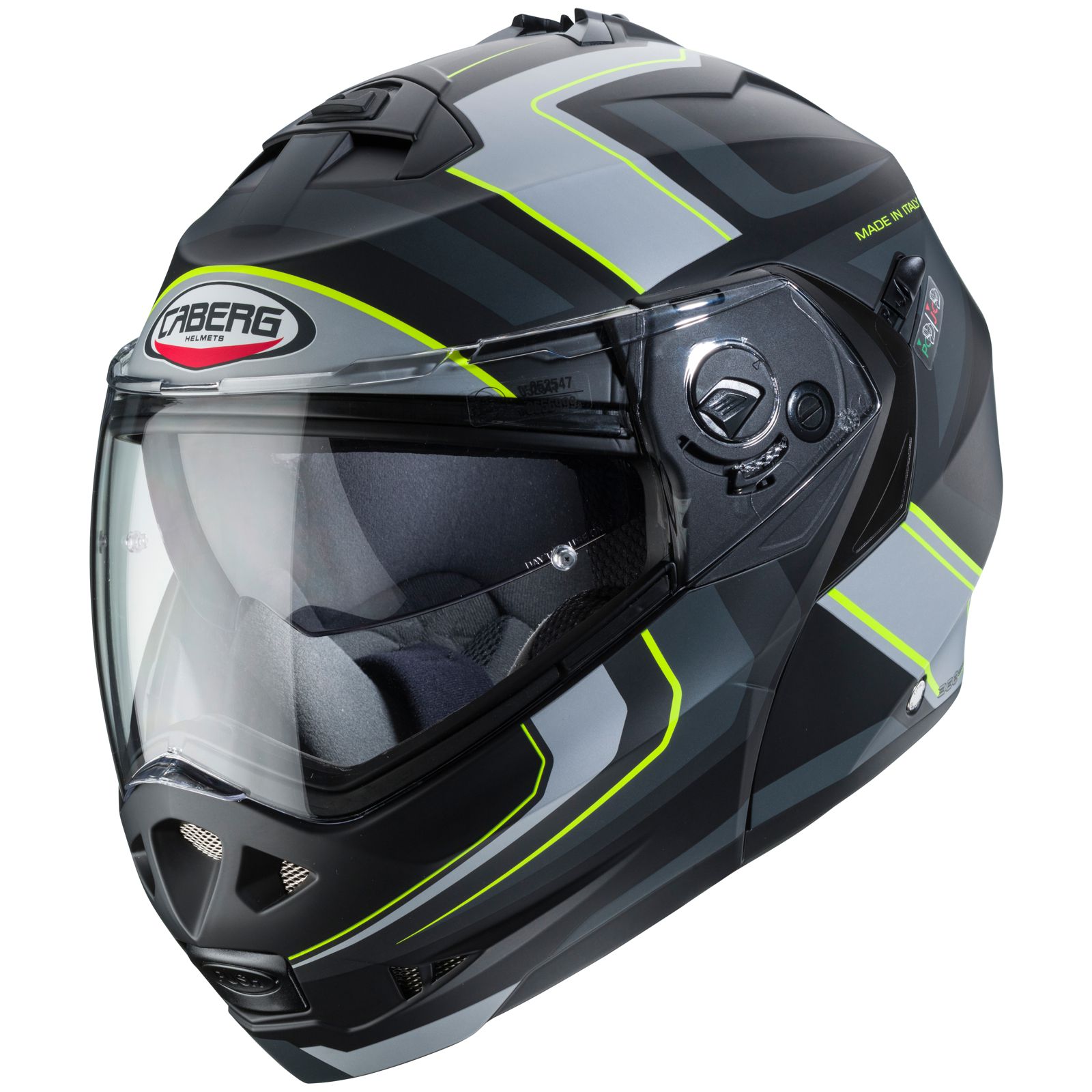 Casco Caberg Duke II Tour, negro mate/amarillo fluo antracita