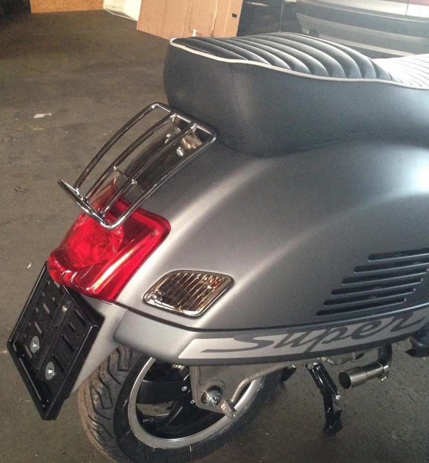 Portaequipajes trasero años 70 para Vespa GTS/GTV/GT 125-300cc 4T LC, cromado