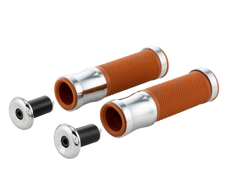 Puños Ø 24/24 mm, L 125 mm para Vespa PX 125-200cc, cromo/marrón