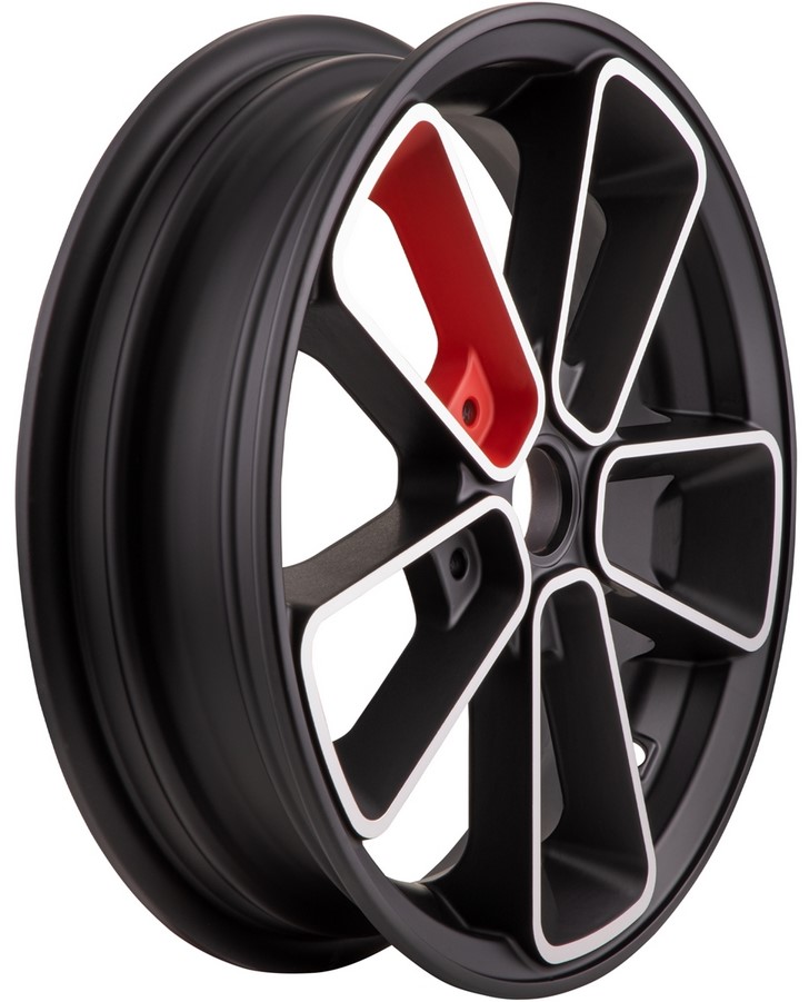 Llanta delantera/trasera 12" para Vespa GTS/GTS Super/GTV/GT 60/GT/GT L 125-300ccm, negro mate/rojo