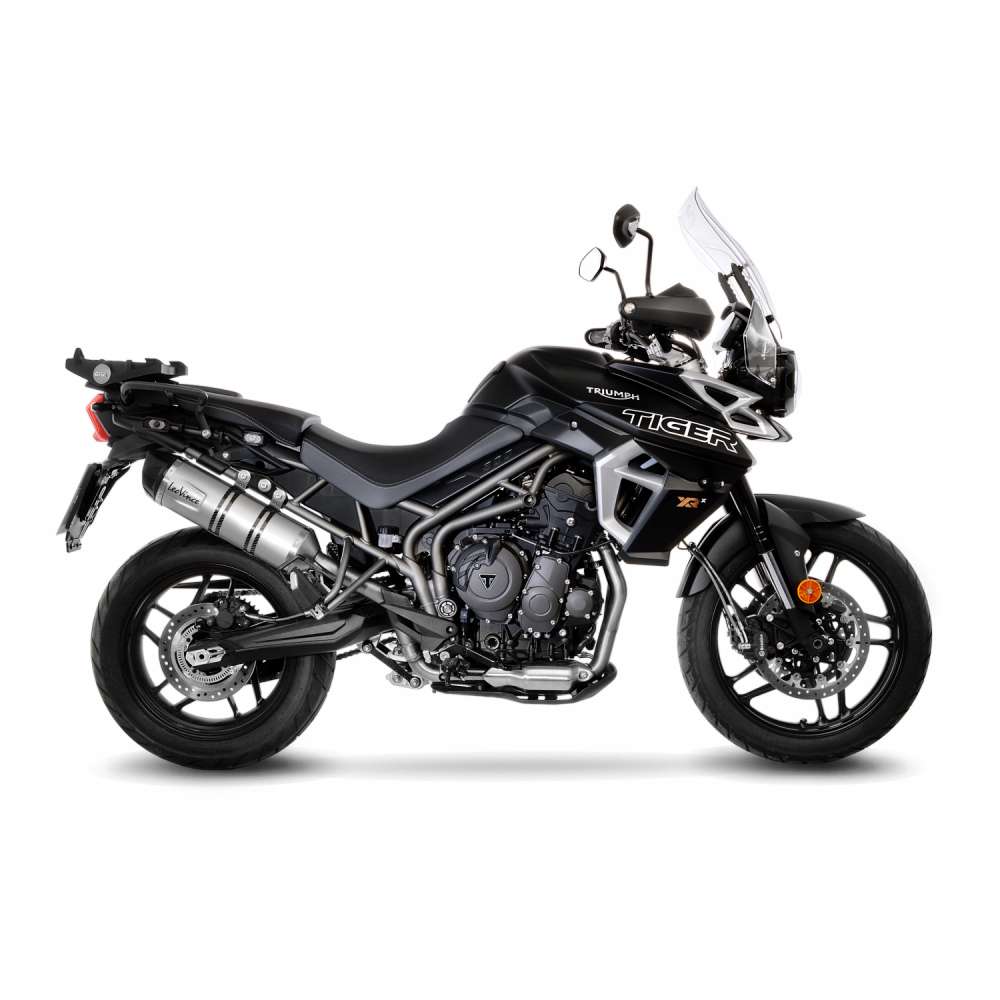 Sistema de escape LeoVince LV One Evo para Triumph Tiger 800, acero inoxidable plata, slip on, Euro4, homologación E