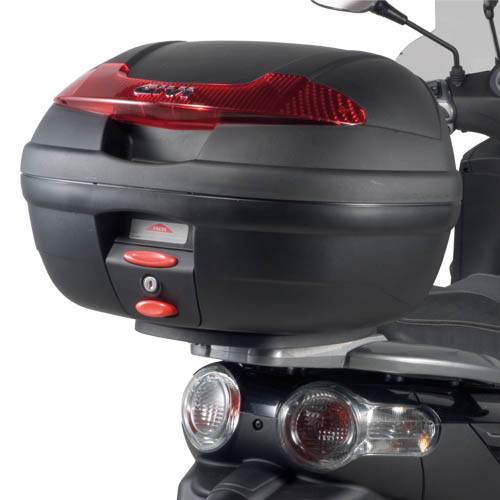 E340 Vision MONOLOCK topcase con reflectores rojos y placa Givi