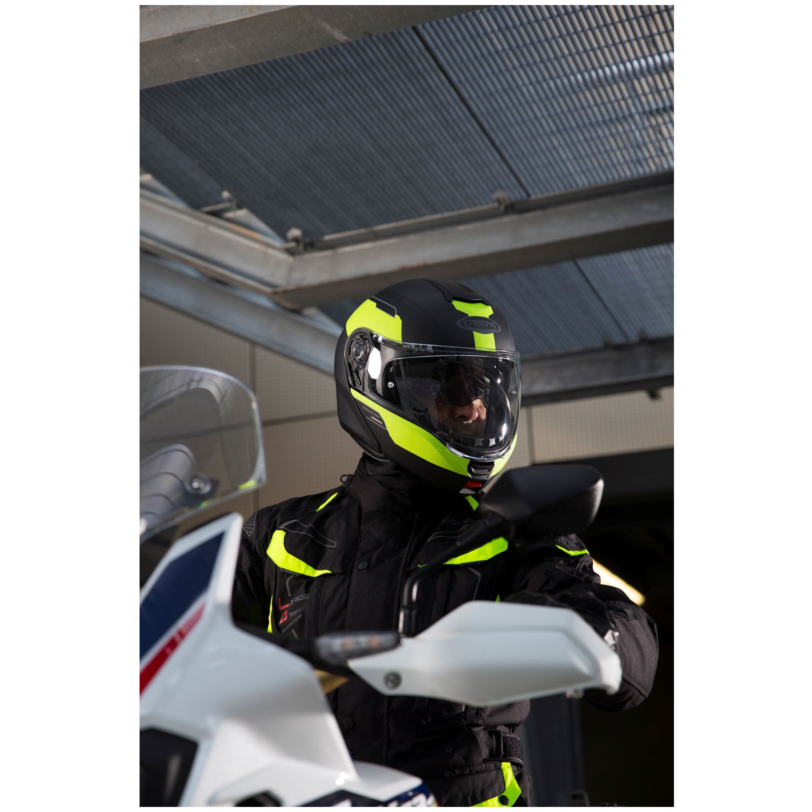 Casco Caberg Levo Prospect, negro mate/amarillo fluo