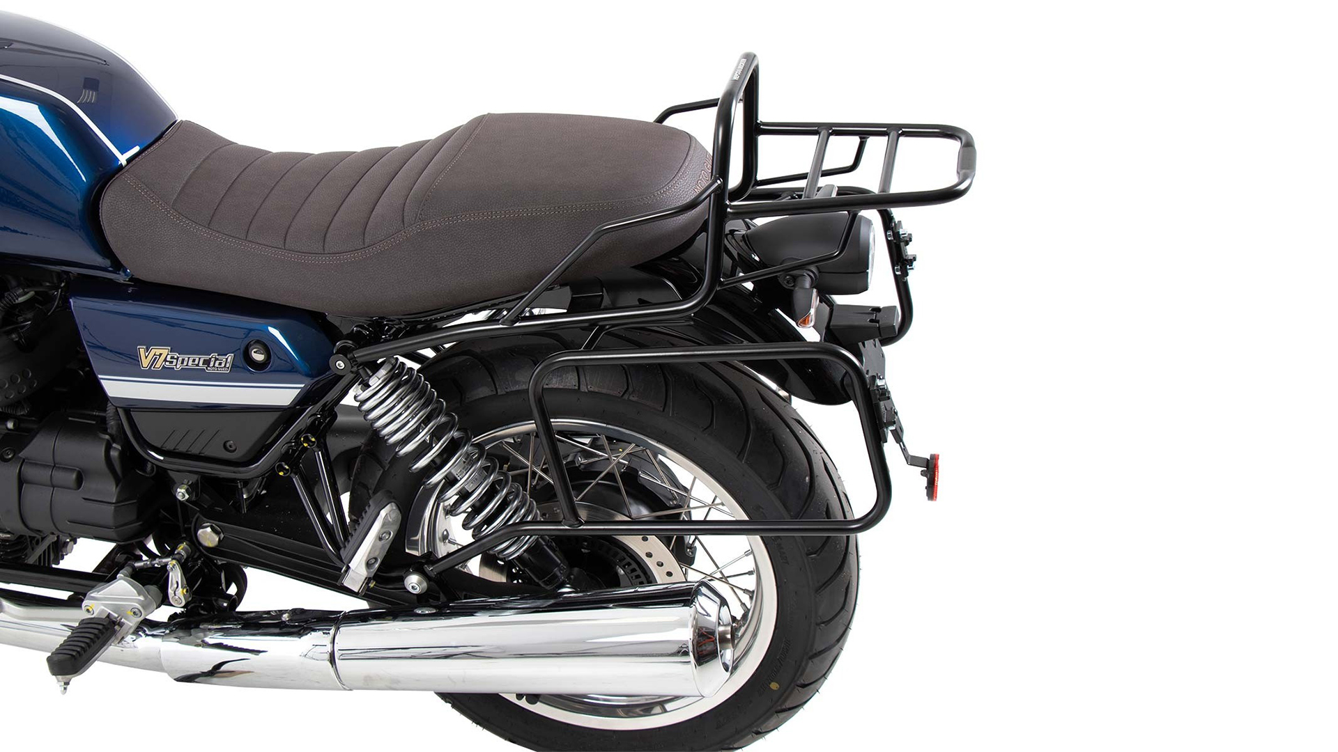 Portaequipajes tubular Topcase negro para Moto Guzzi V7 850 Special/Stone/Centenario (21-24)