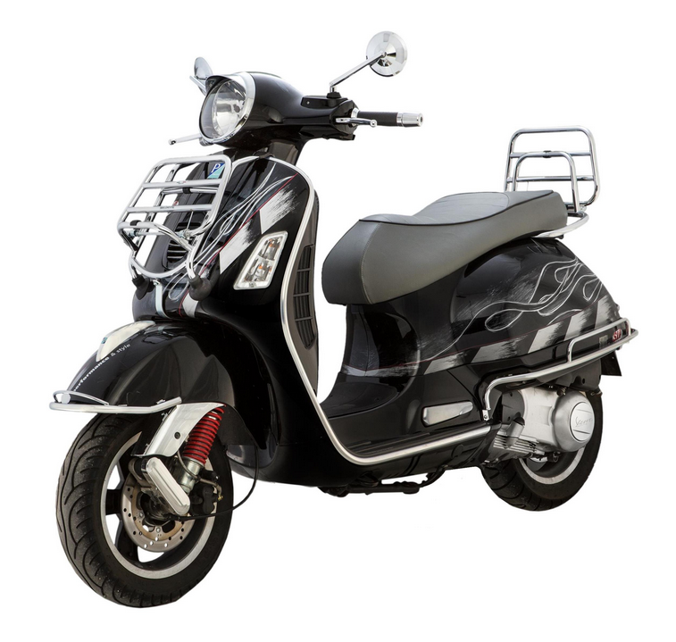 Cubrebarras lateral trasero para Vespa GTS /GTS Super /GTV, 125-300ccm, cromado