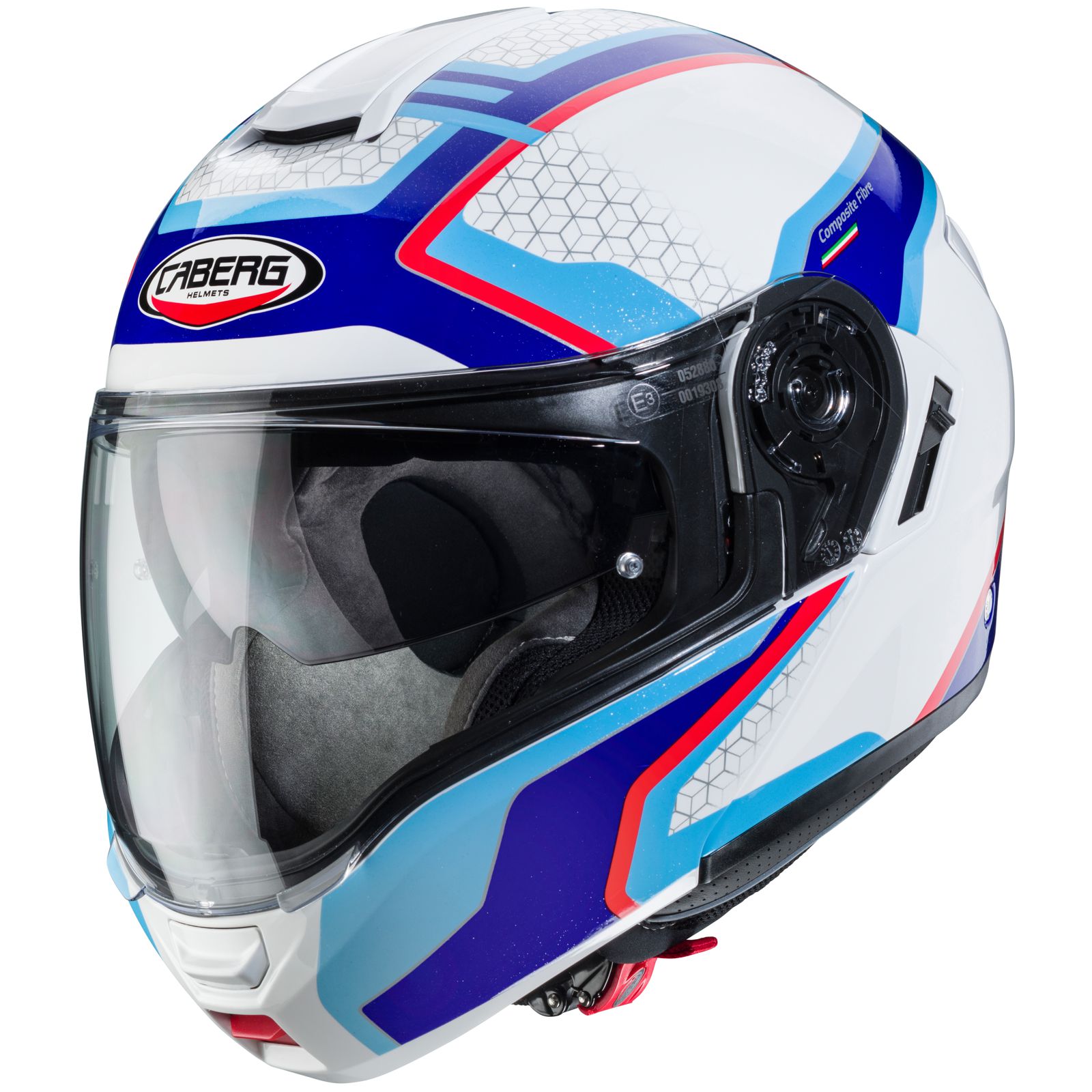 Casco Caberg Levo Sonar, blanco/azul-rojo