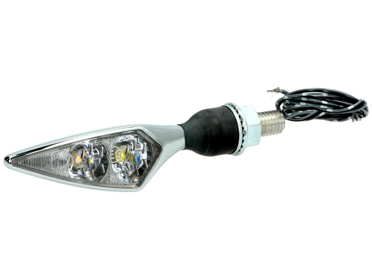 Indicador Kellermann con luz de posición, Rhombus PL, acero, LED, VR, 12 V, cromo brillante, M8x20