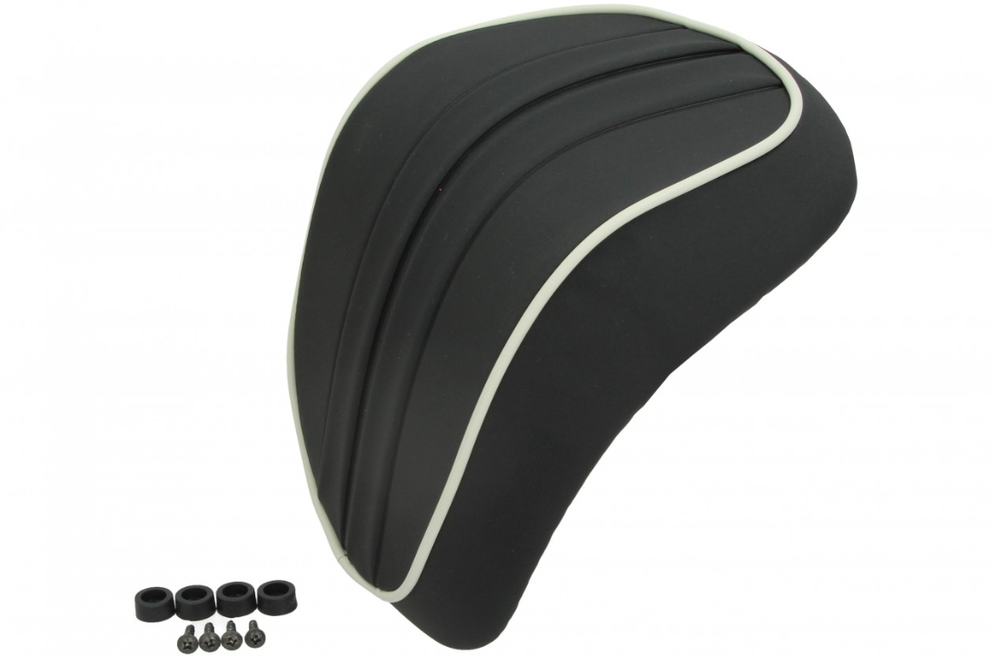 Respaldo "Nabuk" Vespa Primavera / Sprint, negro con ribetes blancos
