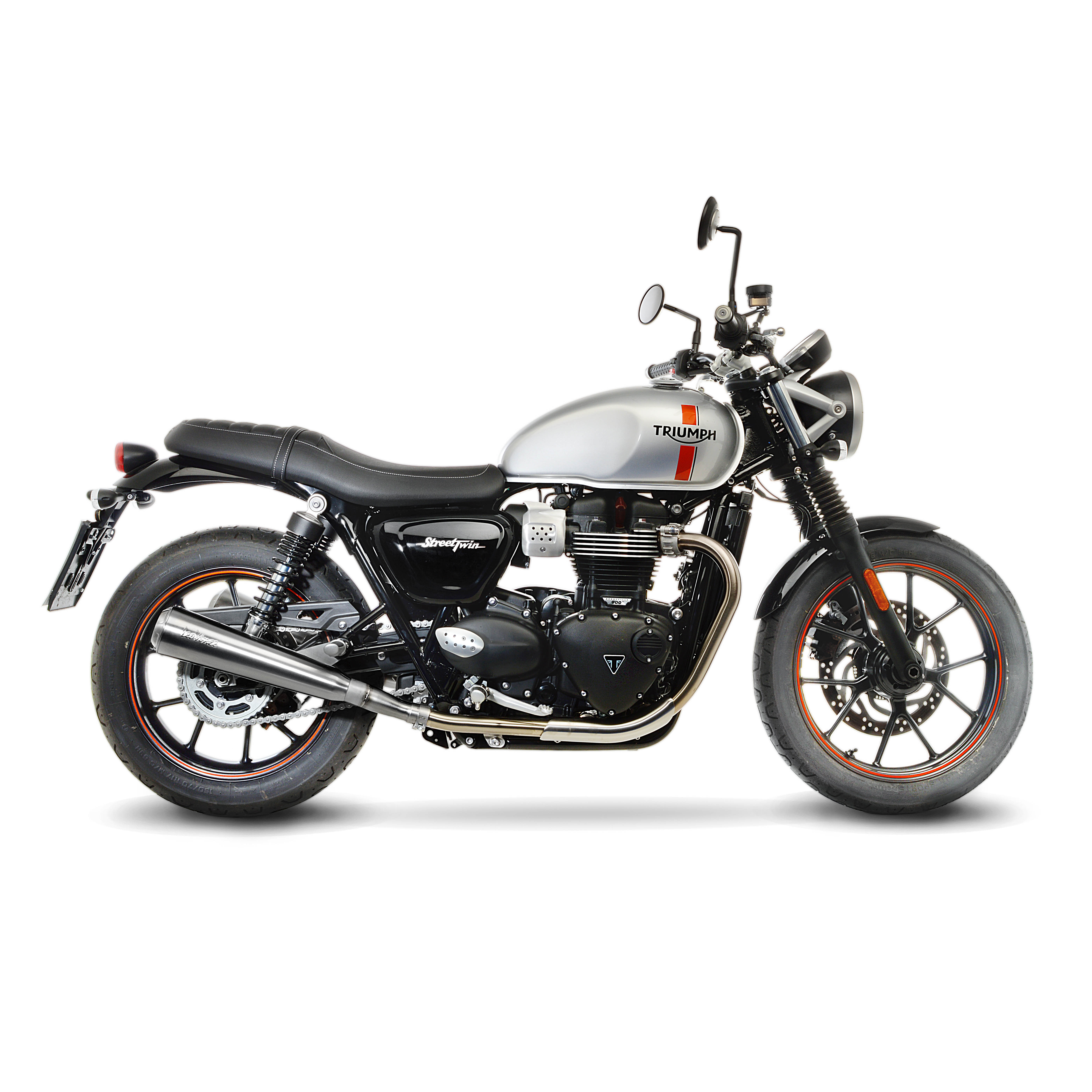 Sistema de escape LeoVince Classic Racer, acero inoxidable, Euro 4 para Triumph Street Twin (Bj.16-18)