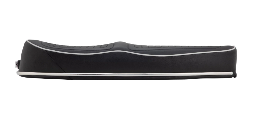 Asiento deportivo "Sport" para Vespa PX 80-200ccm, acolchado negro, ribete plateado