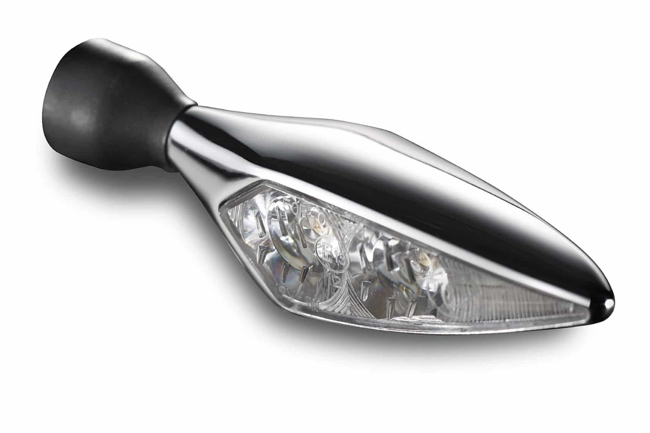 Indicador Kellermann, luz trasera y de freno, Rhombus DF, acero, LED, HR, 12 V, cromo brillante, M8x20