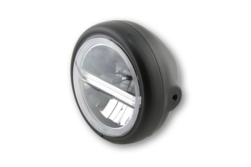 HIGHSIDER pro 5 3/4 pulgadas Faro delantero Pecos Tipo 6 LED Negro Montaje lateral, Con TFL