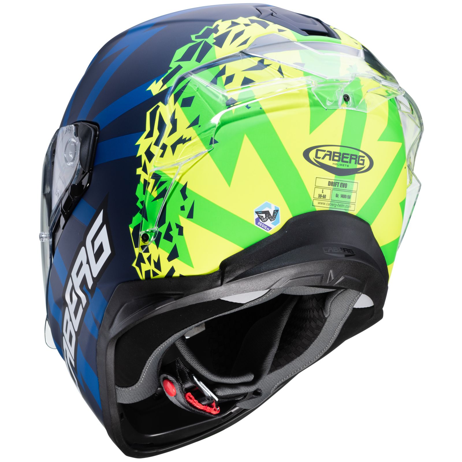 Casco Caberg Drift Evo Storm, azul mate/amarillo fluo/verde fluo