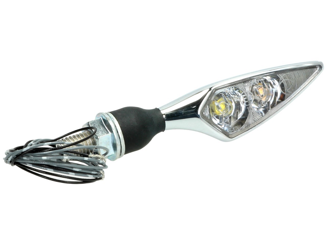 Indicador Kellermann con luz de posición, Rombo PL, acero, LED, VL, 12 V, cromo brillante, M8x20