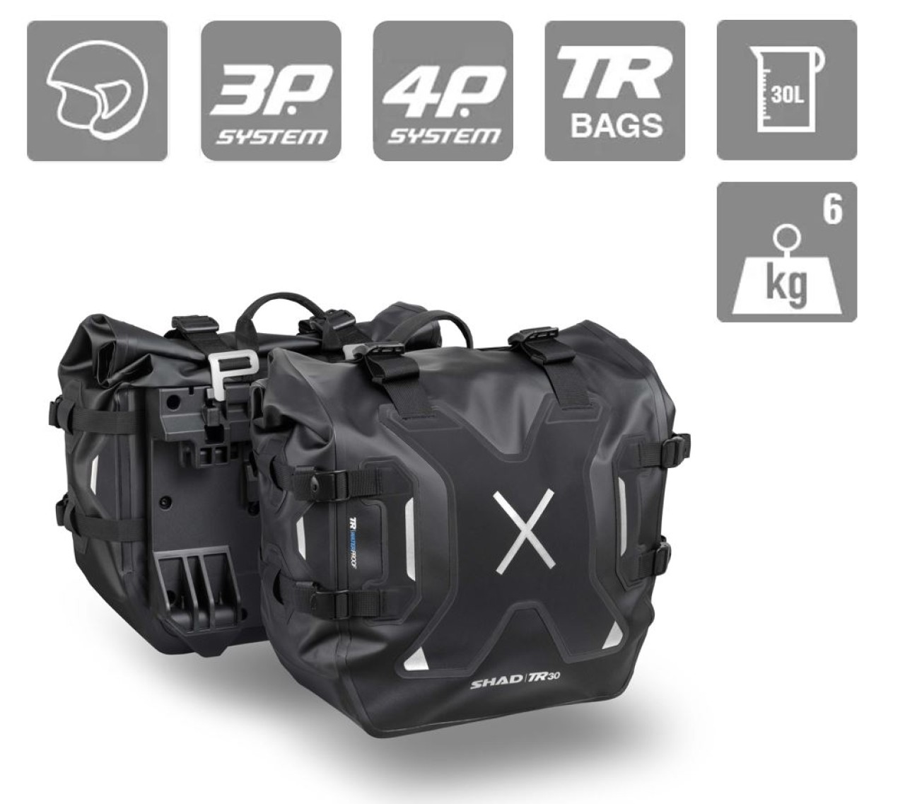 Juego de bolsas laterales Shad TR30, negras, 30 l