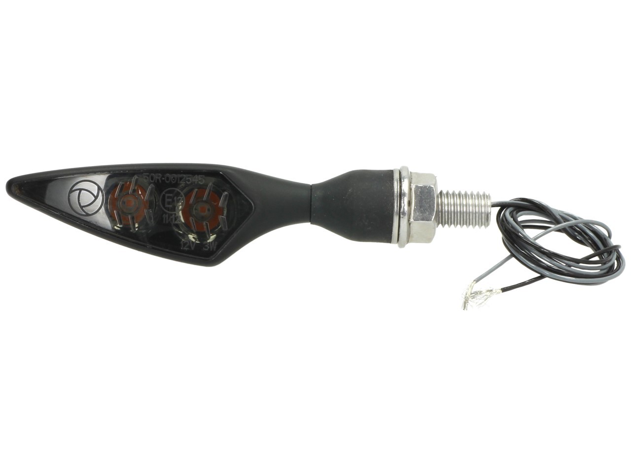 Indicador Kellermann, Rhombus Dark, acero, LED, VR/HL, 12 V, negro satinado, M8x20, homologado E