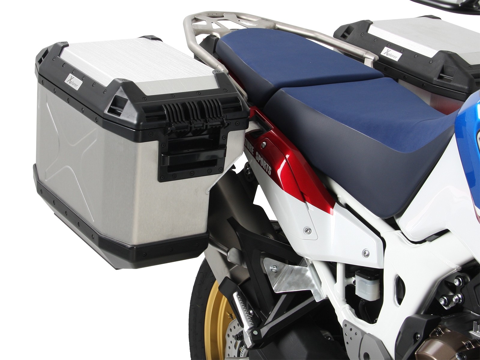 Juego de maletas recortables Xplorer plata + soporte recortable plata para Honda CRF1000 Africa Twin (18-19)