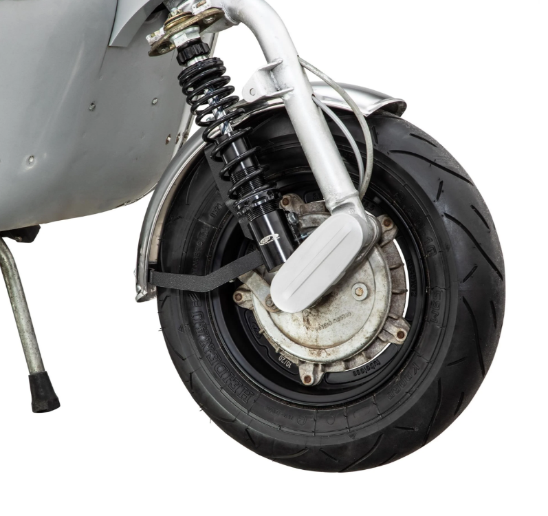Guardabarros 2.0 Garelli para Vespa PX 80-200ccm, acero inoxidable pulido, soporte negro