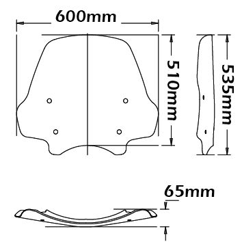 Parabrisas alto, inclinable - altura 510 mm para BMW R 1200 R (11-14), transparente