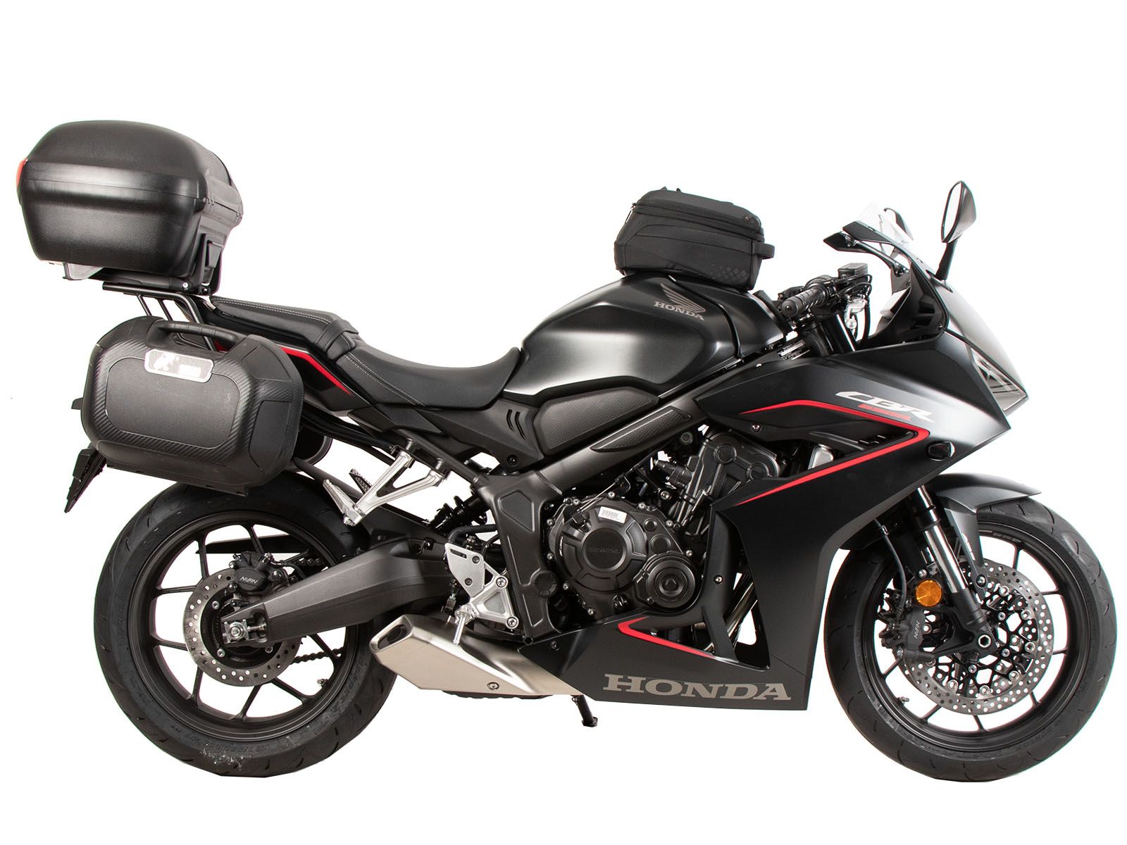 Portamaletas de aluminio negro para Honda CBR 650 R / E-Clutch (24-) Hepco & Becker