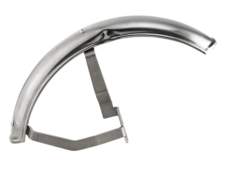 Guardabarros 2.0 Garelli para Vespa PX 80-200ccm, acero inoxidable pulido, soporte acero inoxidable