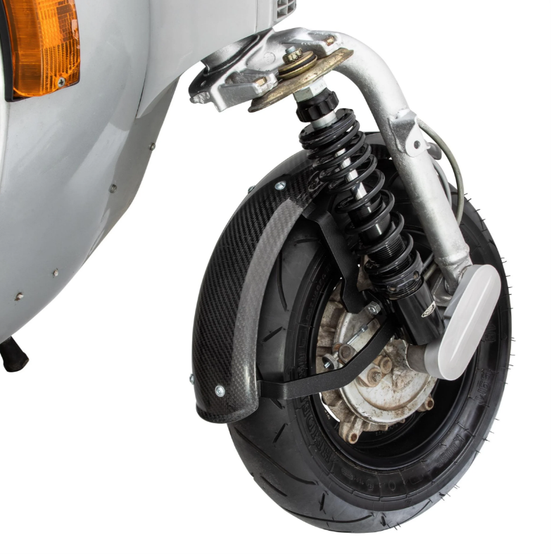 Guardabarros 2.0 Garelli EVO II para Vespa PX 80-200ccm, carbono transparente, soporte negro