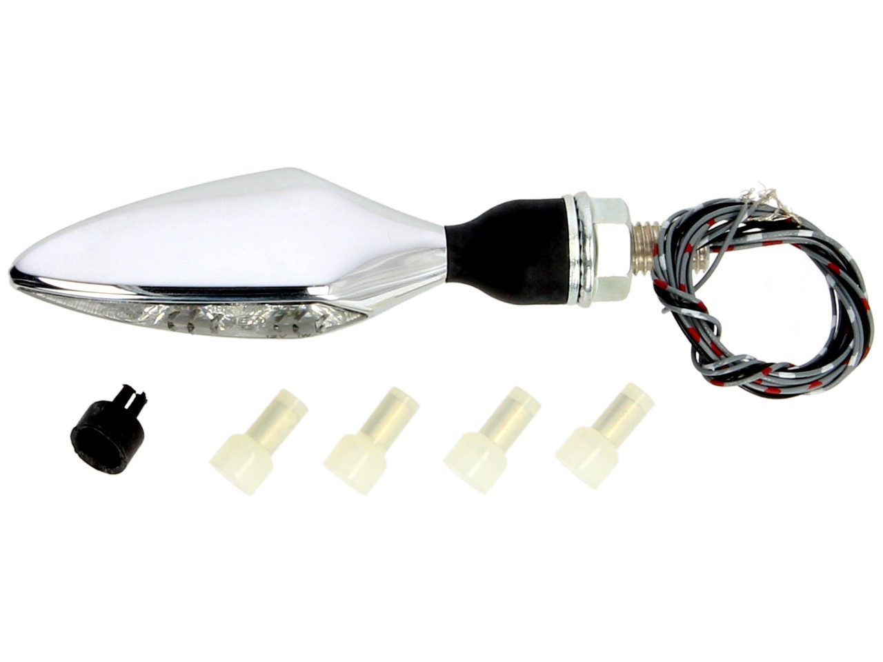 Indicador Kellermann, luz trasera y de freno, Rombo DF, acero, LED, HL, 12 V, cromo brillante, M8x20