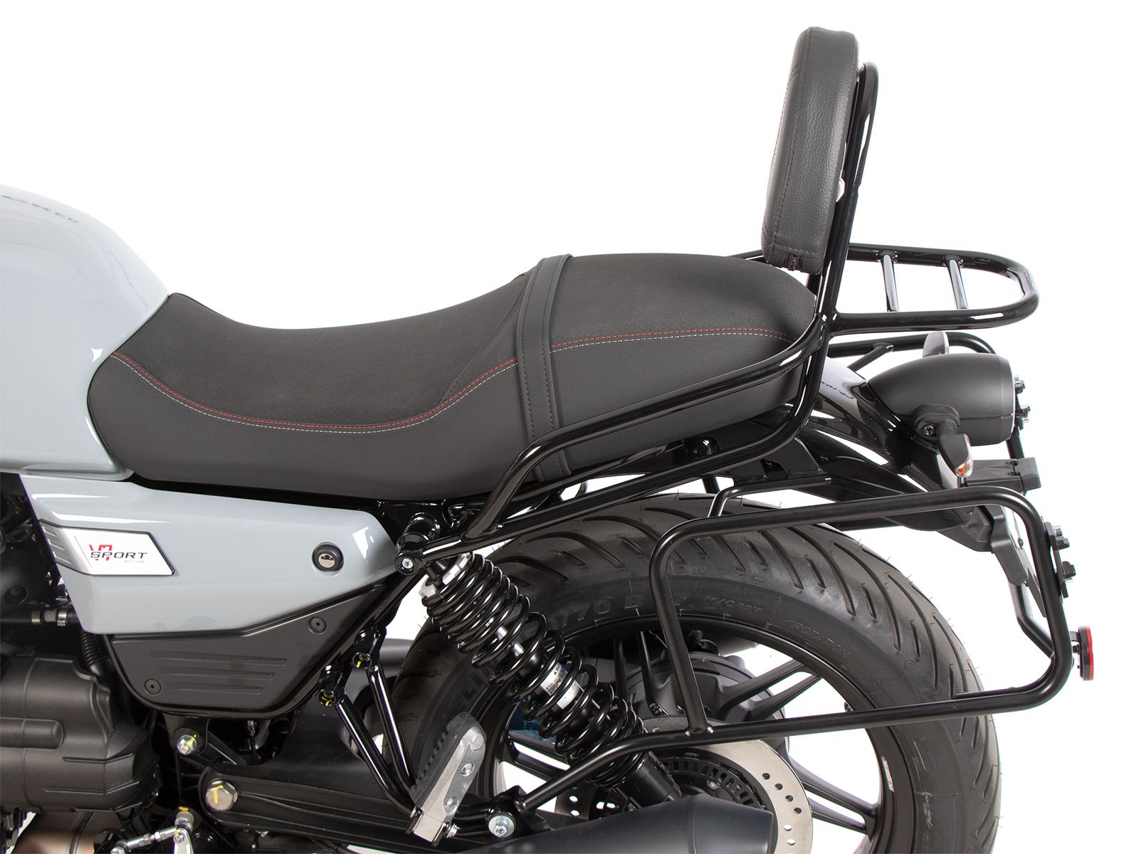 Sissybar con portaequipajes negro para Moto Guzzi V7 850 Sport (25-) Hepco & Becker