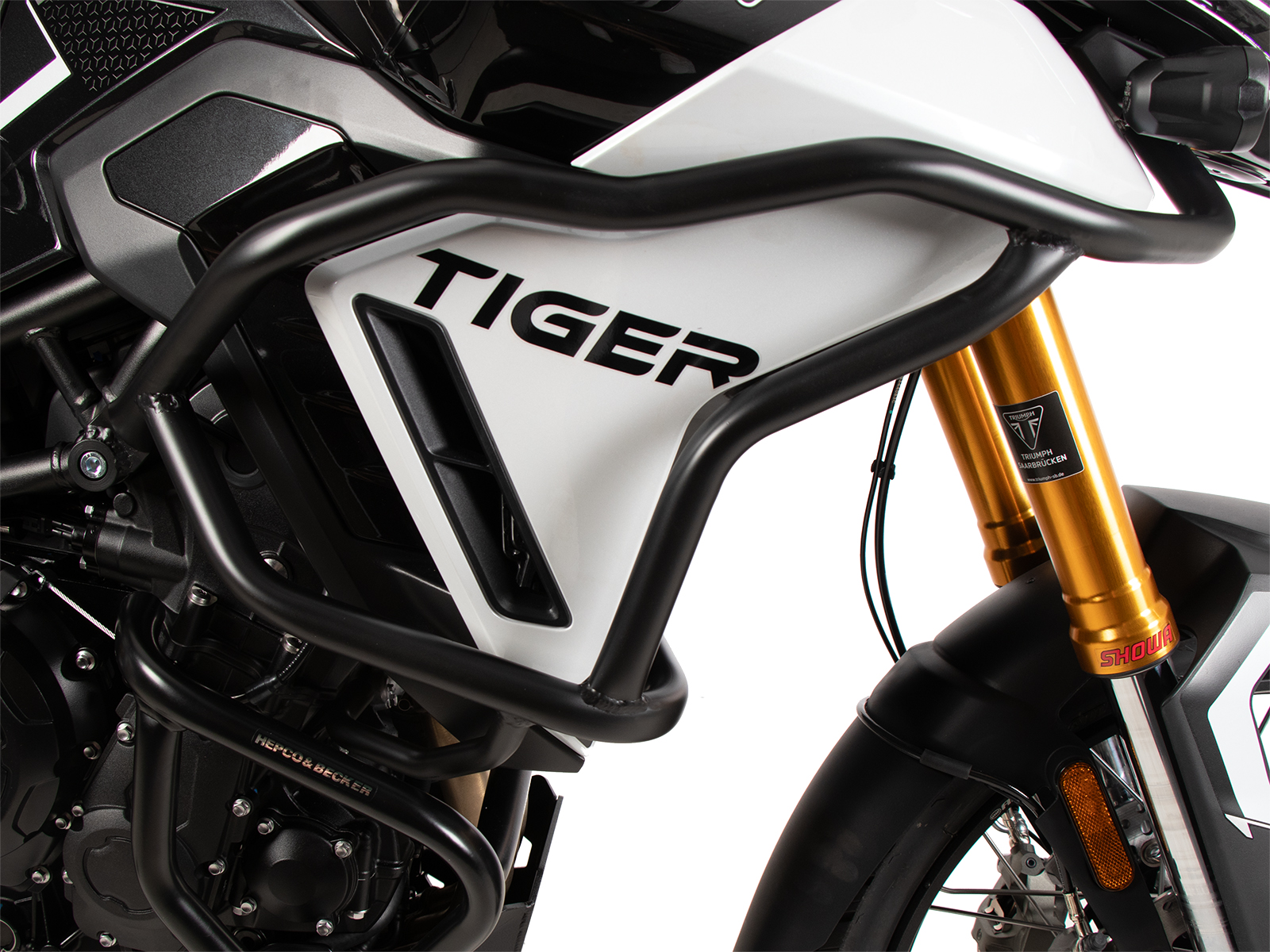 Barra protectora de depósito "Solid" negra para Triumph Tiger 900 GT / Pro (24-) Hepco & Becker