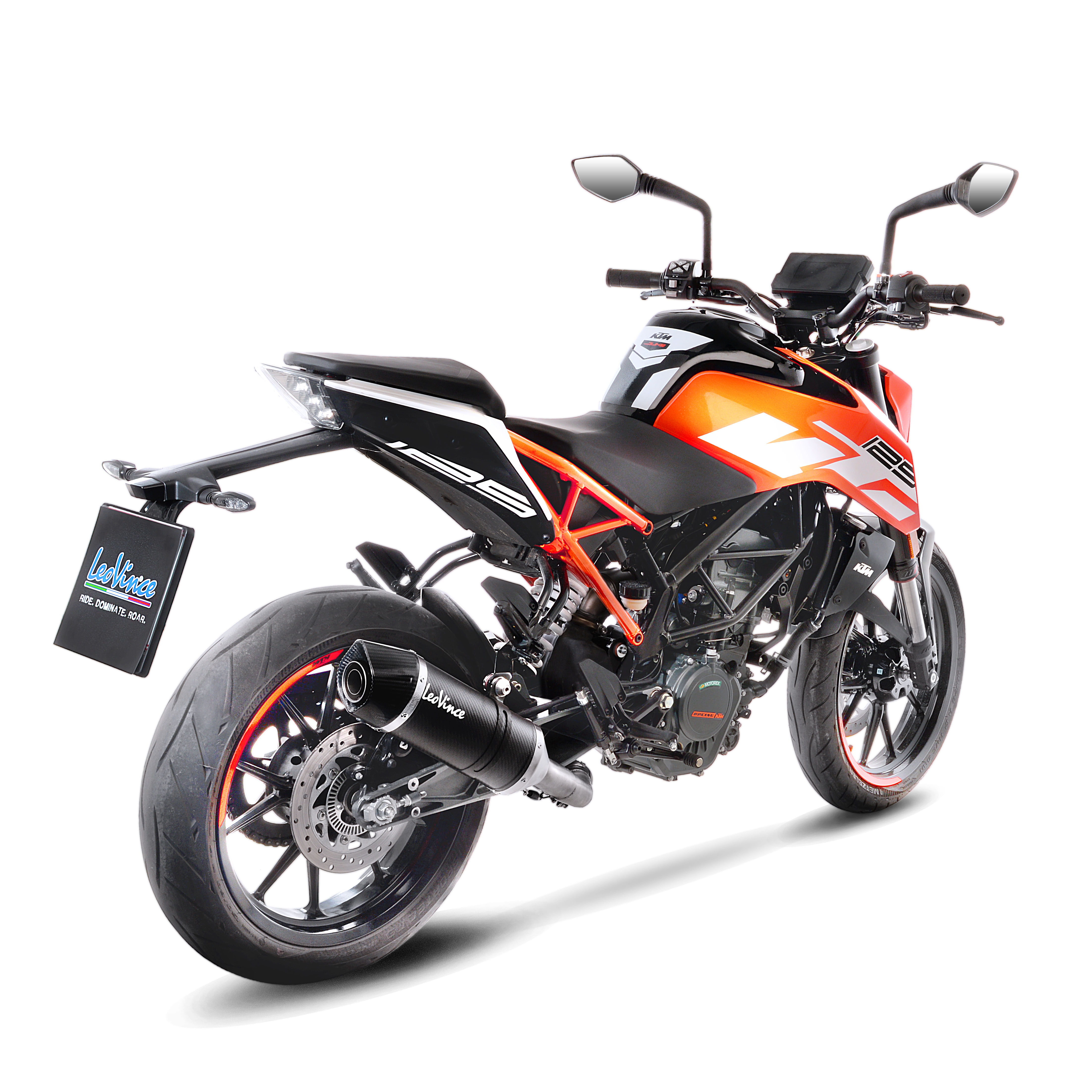 Sistema de escape LeoVince SBK LV One Evo 2, carbono, slip on para KTM Duke / RC (Bj.17-19)