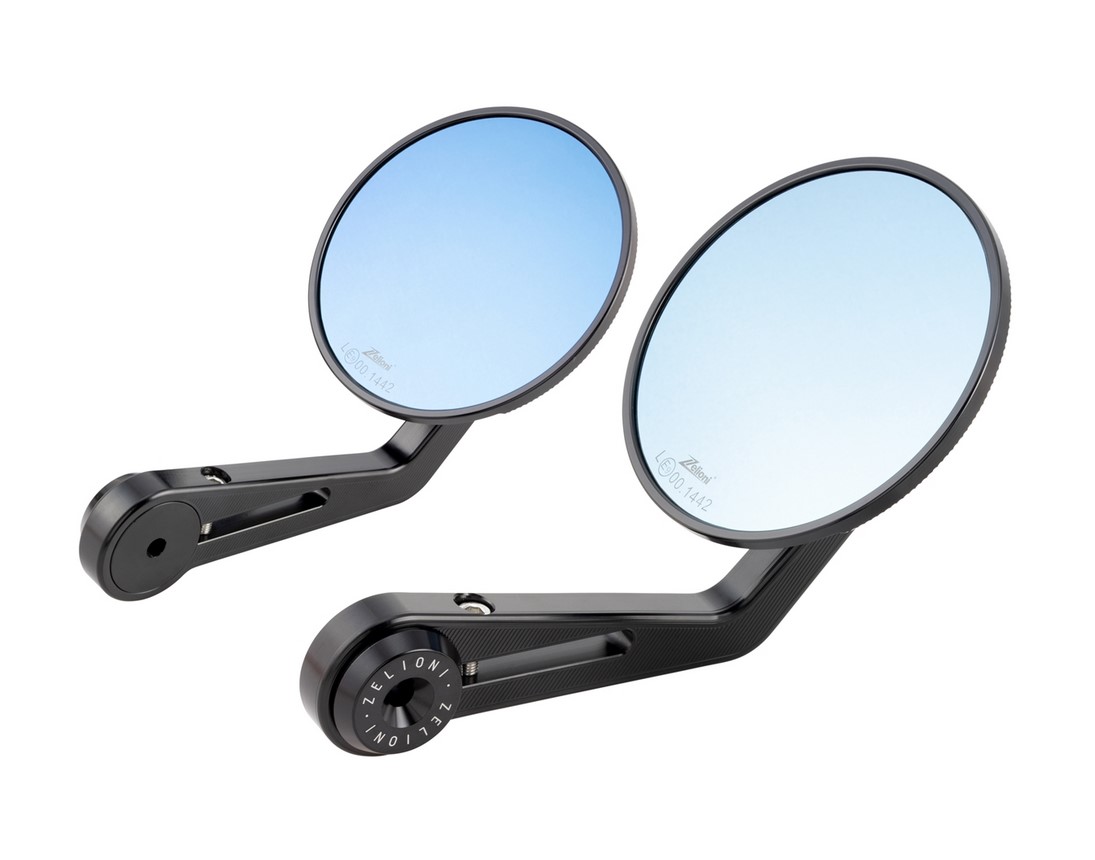 Espejo final de manillar ZELIONI para Vespa, derecha e izquierda, anodizado negro