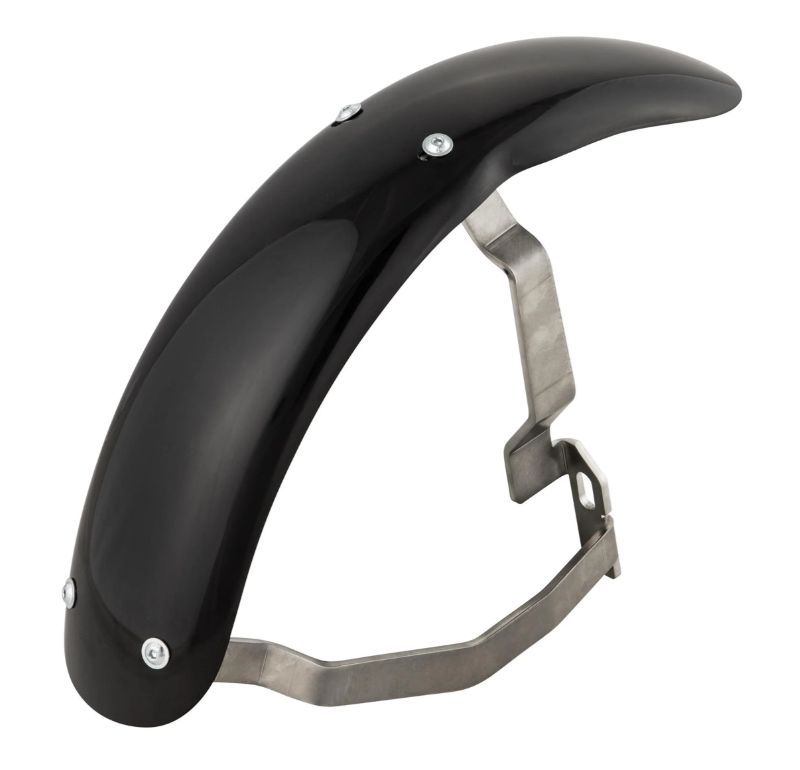 Guardabarros 2.0 Garelli Race EVO II para Vespa PX 80-200ccm, GRP negro, soporte acero inoxidable cepillado