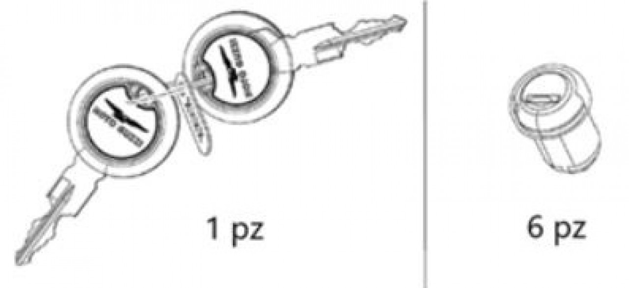 Juego de cerraduras que incluye 4 cilindros de bloqueo para Topcase y maletas laterales Moto Guzzi V85 original Moto Guzzi